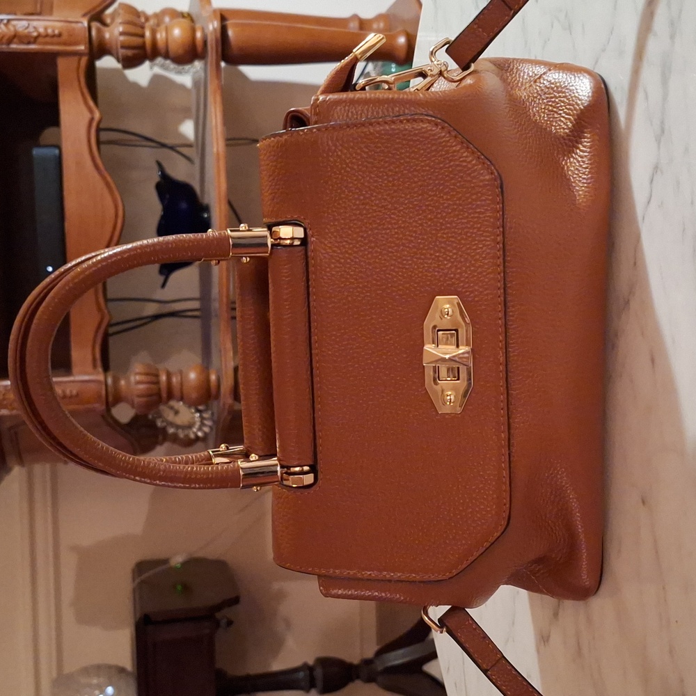 Pebbled Leather Brown Satchel